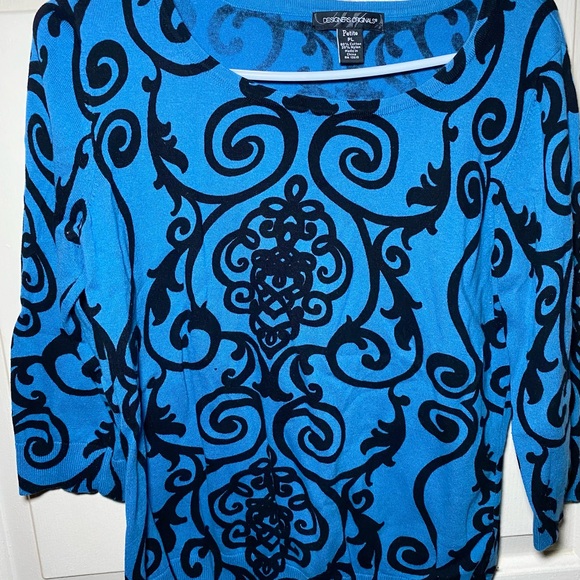 Designers Originals Sweaters - Designer Originals Vibrant Blue and Black‎ Pattern Sweater